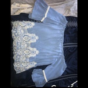 off the shoulder, lace detailed top